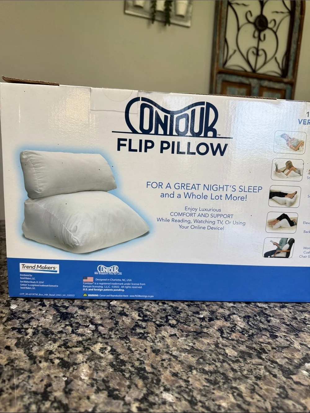 Trend makers Contour 10-in-1 Flip Pillow - White Support Pillow NEW